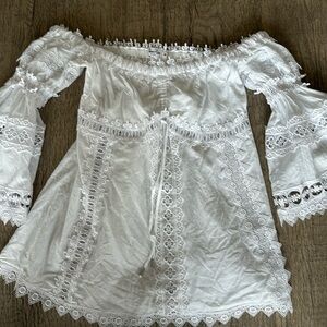 Charo Ruiz white off shoulder top